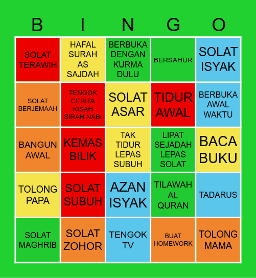 BINGO RAMADHAN ADAM😎👦 Bingo Card