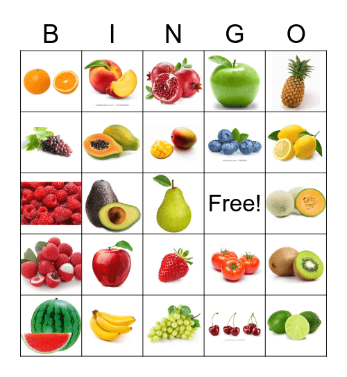 Fruits Bingo Card