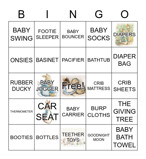 BABY ROCKER SHOWER Bingo Card