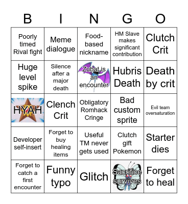 Zebra Nuzlocke Bingo Card