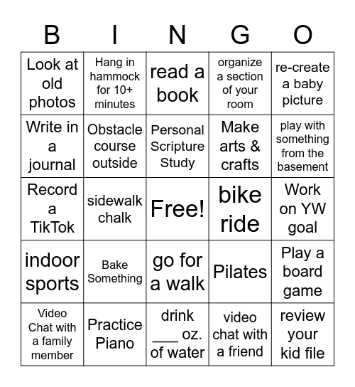 Cheer yourself up during quarantine Bingo Card