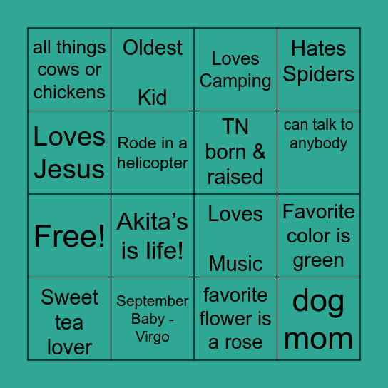 Emma’s B-I-N-G-O Bingo Card