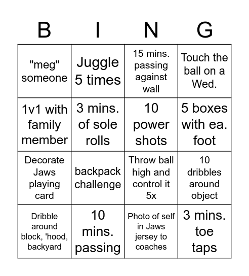 Jaws '09 Bingo Card