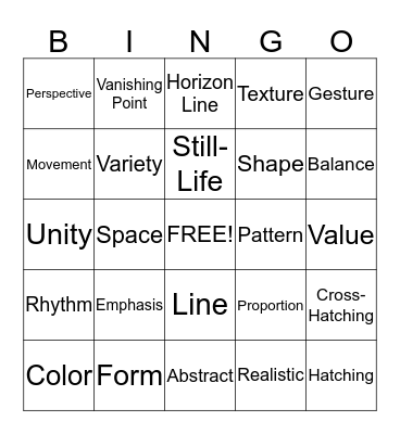 Art Terms Bingo Card