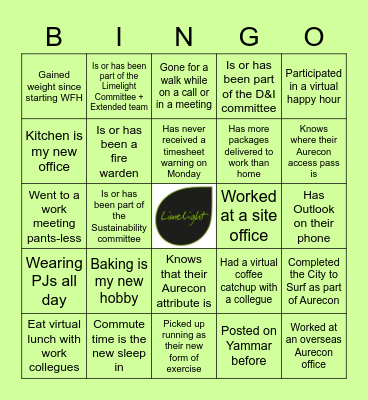 Aurecon May FFD Bingo Card