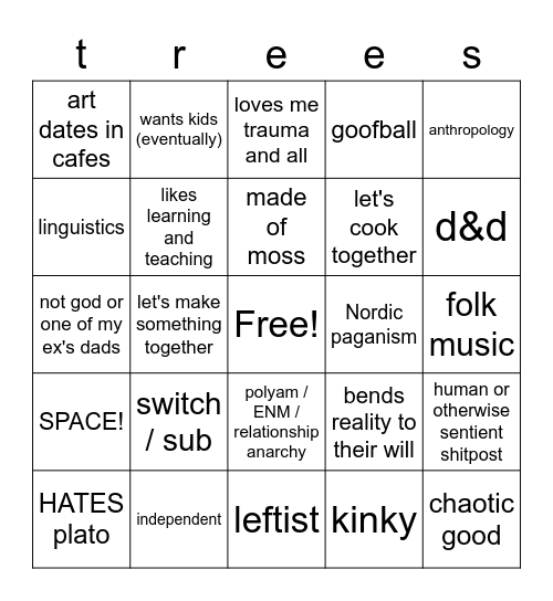 are u rune's type Bingo Card