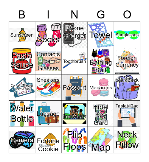 ZURI'S TRAVEL BINGO Card