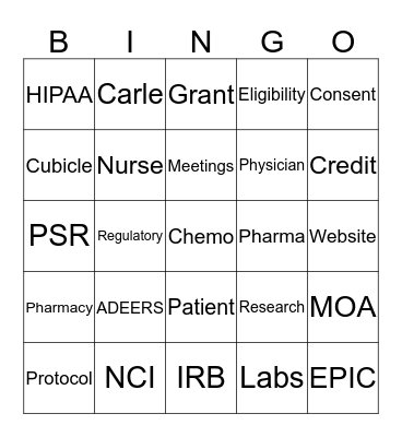 RESEARCH BINGO Card