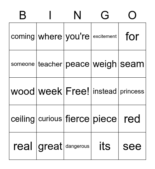 WORD BINGO Card