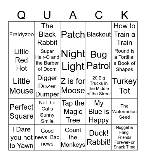 2 x 2 Reading List Bingo Card