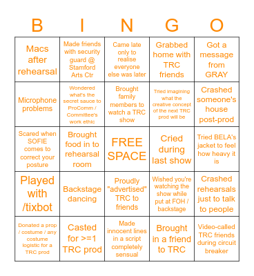 THE RUNAWAY CO. Bingo Card
