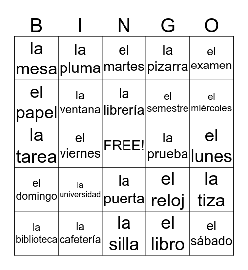 Capitulo 2 : Las clases  Bingo Card