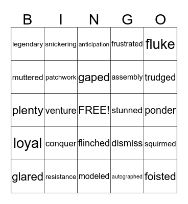 Vocabulary Bingo Card