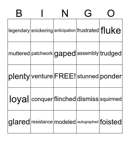 Vocabulary Bingo Card