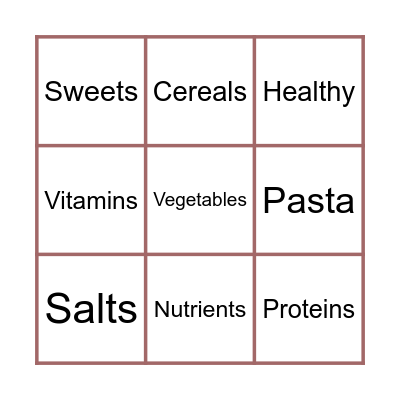 Food pyramid bingo Card
