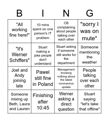 RRE Weekly Stand Up Bingo Card