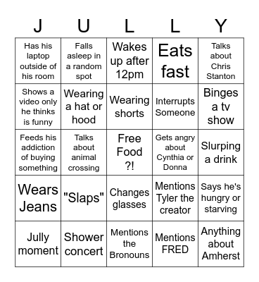 JMO Bingo Card