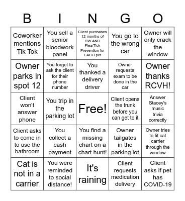 COVID BINGO Card