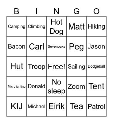 Scout Bingo Card