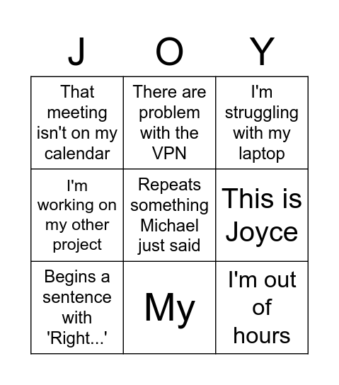 All ye who work in IT, re-Joyce! Bingo Card