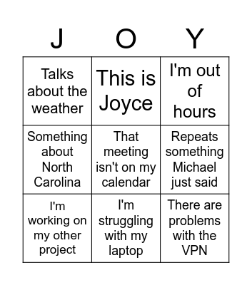 All ye who work in IT, re-Joyce! Bingo Card