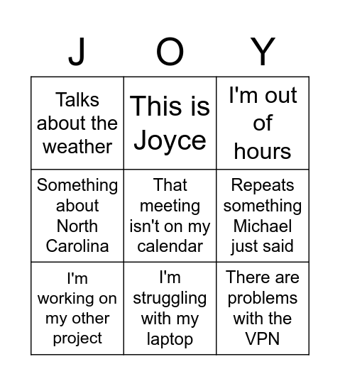 All ye who work in IT, re-Joyce! Bingo Card