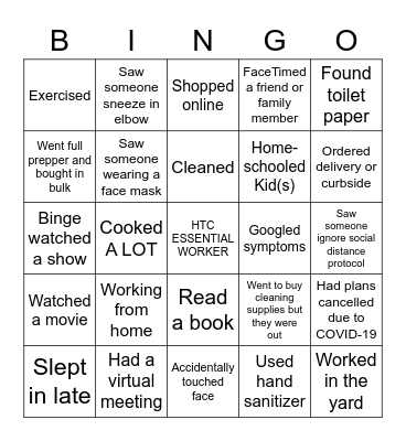 Orientation Bingo (COVID-19 Edition) Bingo Card
