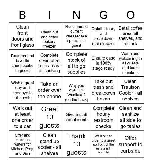 CCF Westlake Bakery / Curbside Bingo Card