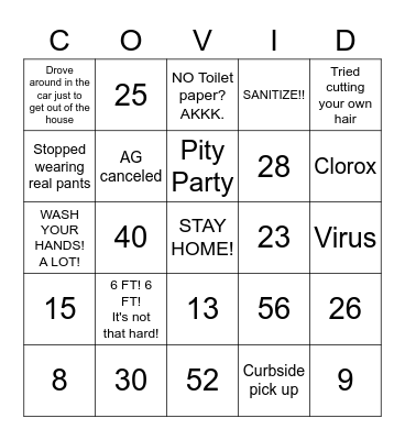 COVID-19 Bingo Card