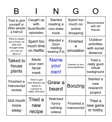 EDMS Working-from-home Bingo Card