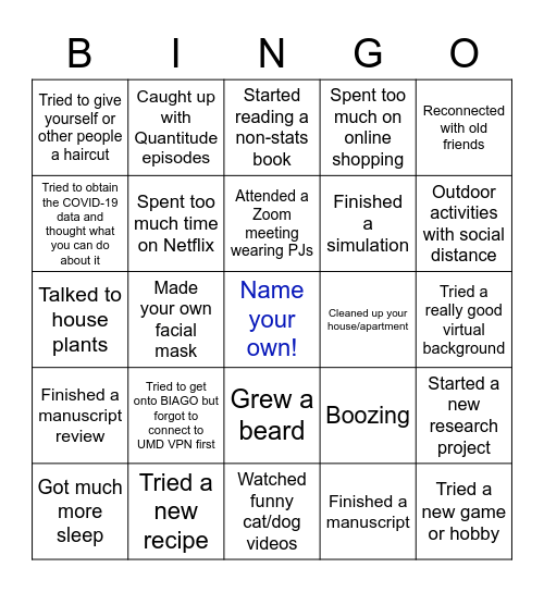 EDMS Working-from-home Bingo Card