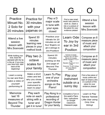 6th Grade STRINGO MAY 4-8 Bingo Card