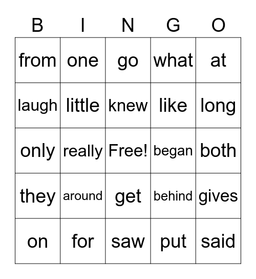 1st Grade (3) Bingo Card