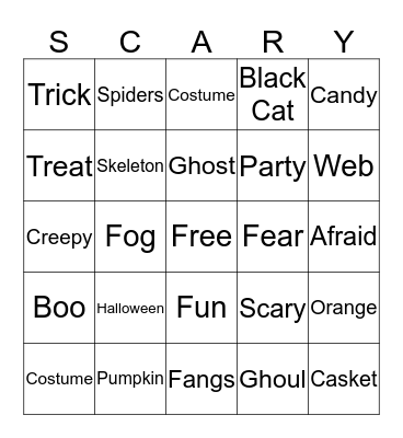 Halloween Bingo Card