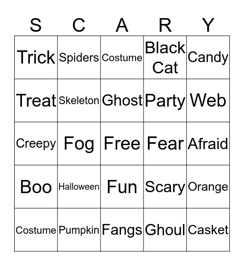 Halloween Bingo Card
