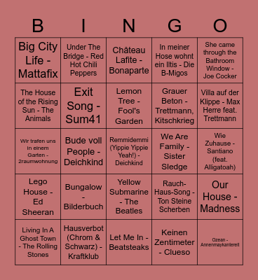 Full House Bingo Card