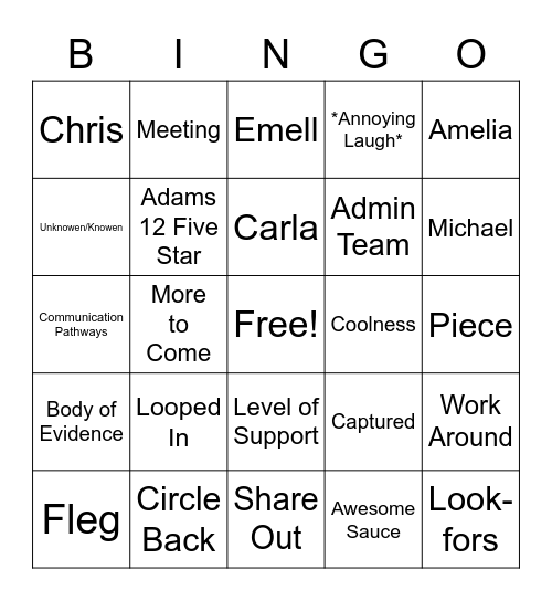 LS Catchphrases Bingo Card
