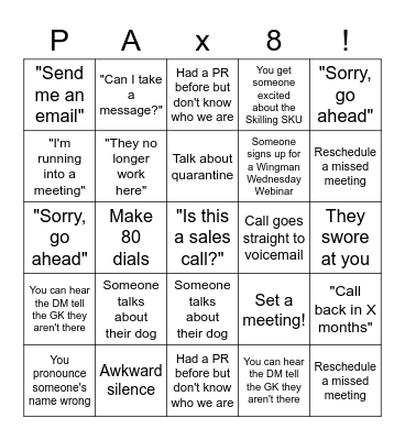We Love Cold Calling! Bingo Card