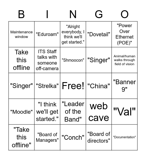 ITS Standup Bingo Card