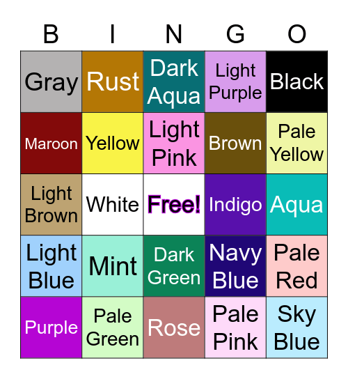 YA Book Cover Color Bingo! Bingo Card