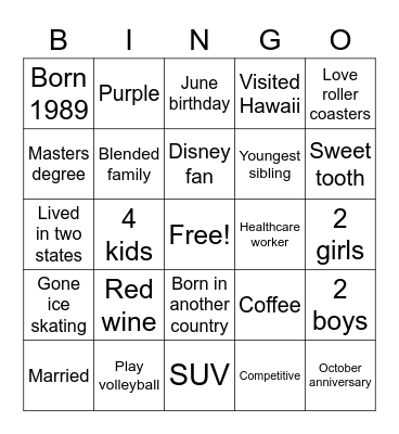 Kayla’s Bingo Card