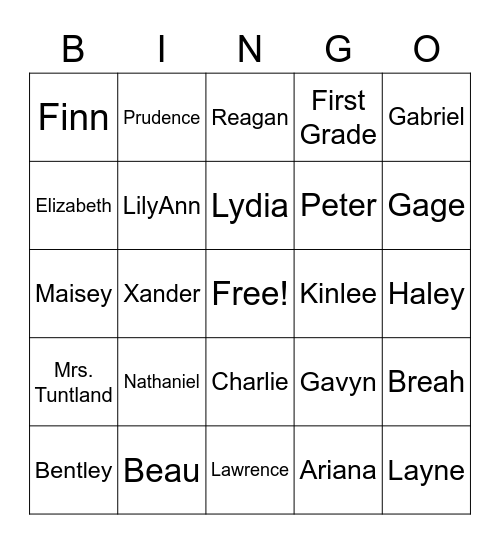 First Grade Bingo for ZOOM Bingo Card