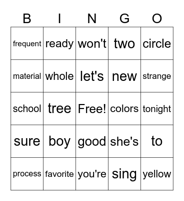 2nd Grade (2) Bingo Card