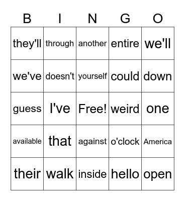2nd Grade (3) Bingo Card