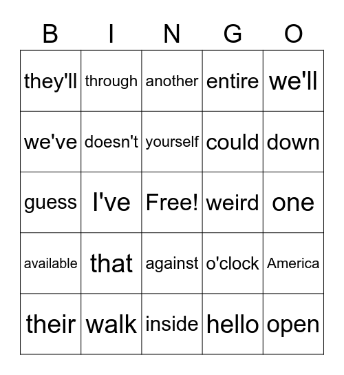 2nd Grade (3) Bingo Card