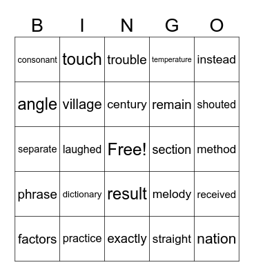 Fry sight words 601 - 800 Bingo Card