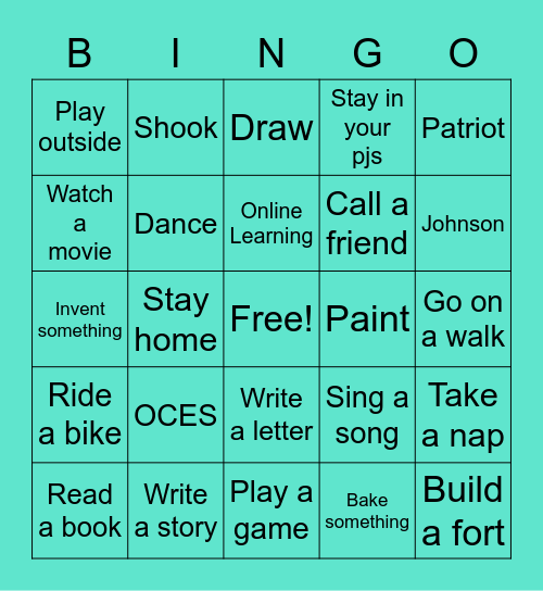 Monday Bingo!! Bingo Card