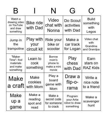 Colin BINGO Card