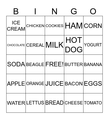 GROCERY BINGO Card