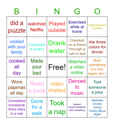 Quarantine Bingo Card